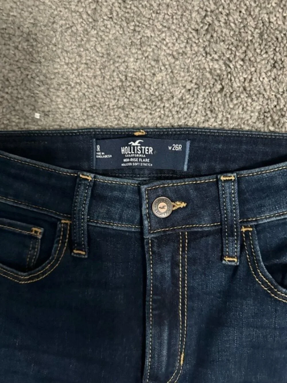 Hollister High Rise Flare Jeans Dark Wash Y2K Retro Size 26R Boho Chic - Picture 6 of 10
